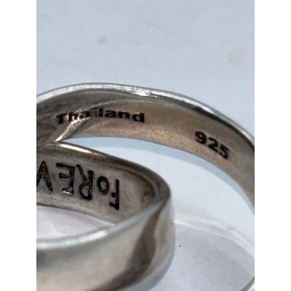 Sterling Silver 925 Double Linked Rings "Forever Together" - Picture 5 of 6